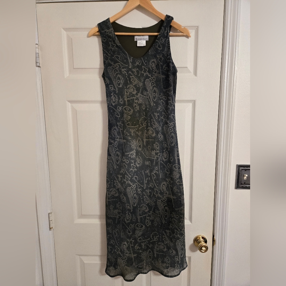 Dressbarn Green Bias Cut Sleeveless Dress Size 4